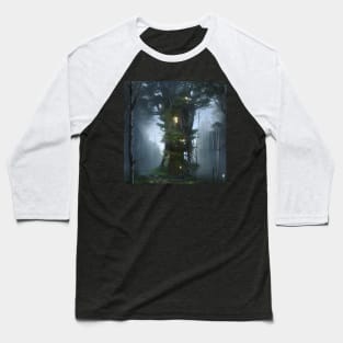 Magical Tree House in Forest with High Trees, Scenery Nature Baseball T-Shirt